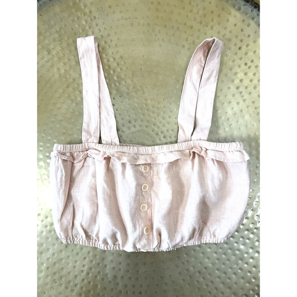 Reformation Tops - Reformation Pink Peach Linen Crop Top Preppy Coquette Summer Vacation Beachy 6